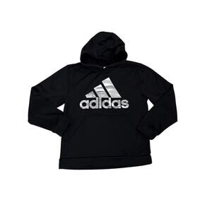 Adidas Sweatshirt Black White Logo Pullover Hoodie Size Youth XL 18/20